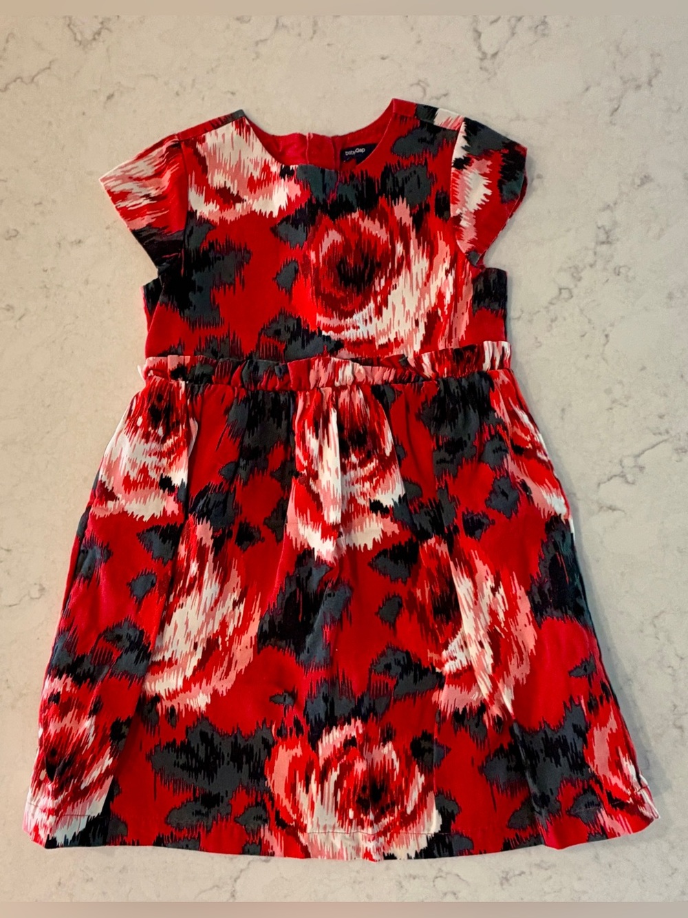 baby GAP - girls Red, Black & White Floral Fit-and-Flare Dress